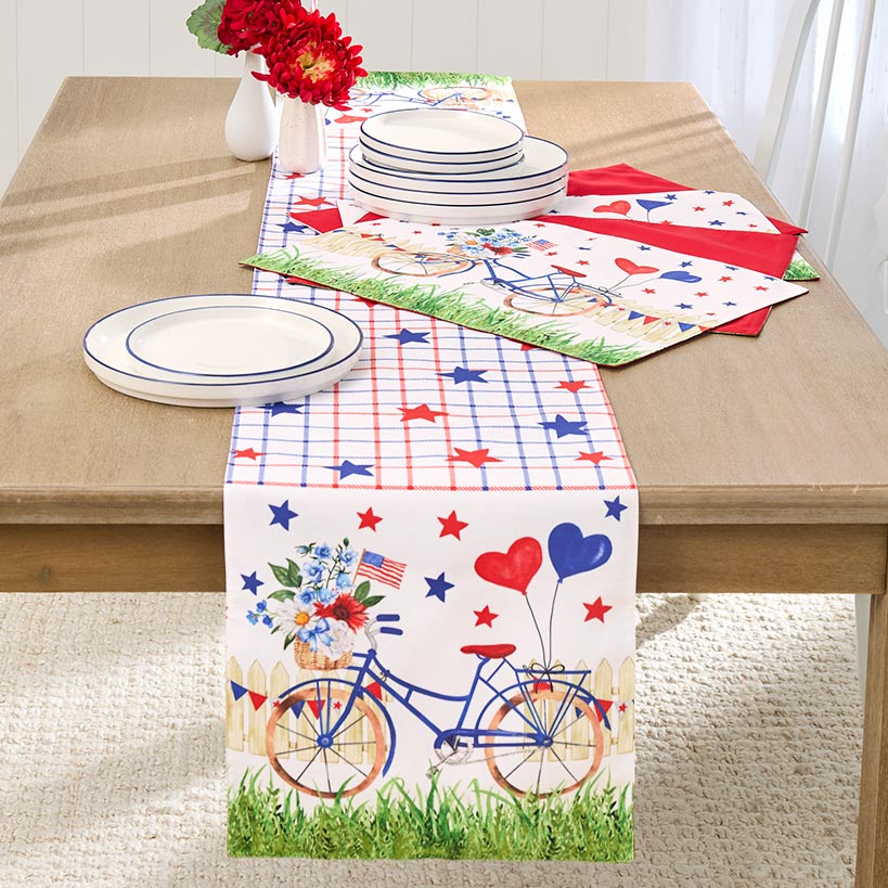 Americana Bicycle Set of 4 Placemats or Table Runner