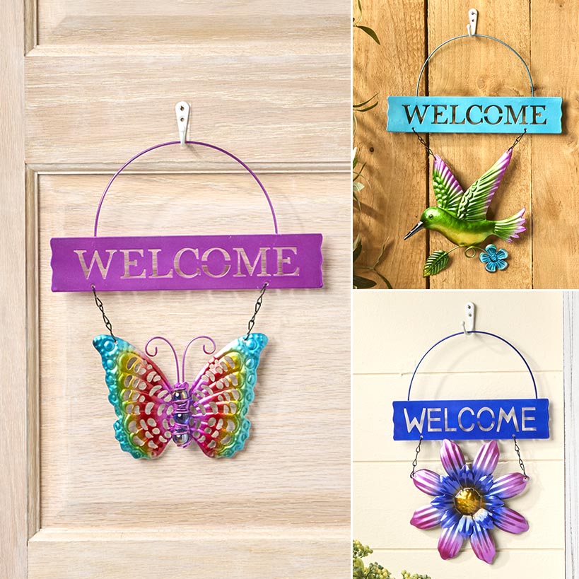 Vibrant Spring Welcome Sign Metal Wall Decor