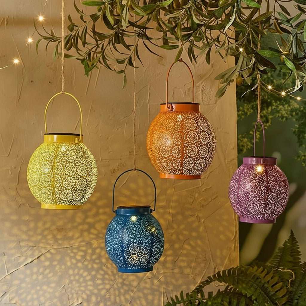Solar Sunburst Shadow Cast Hanging Lantern