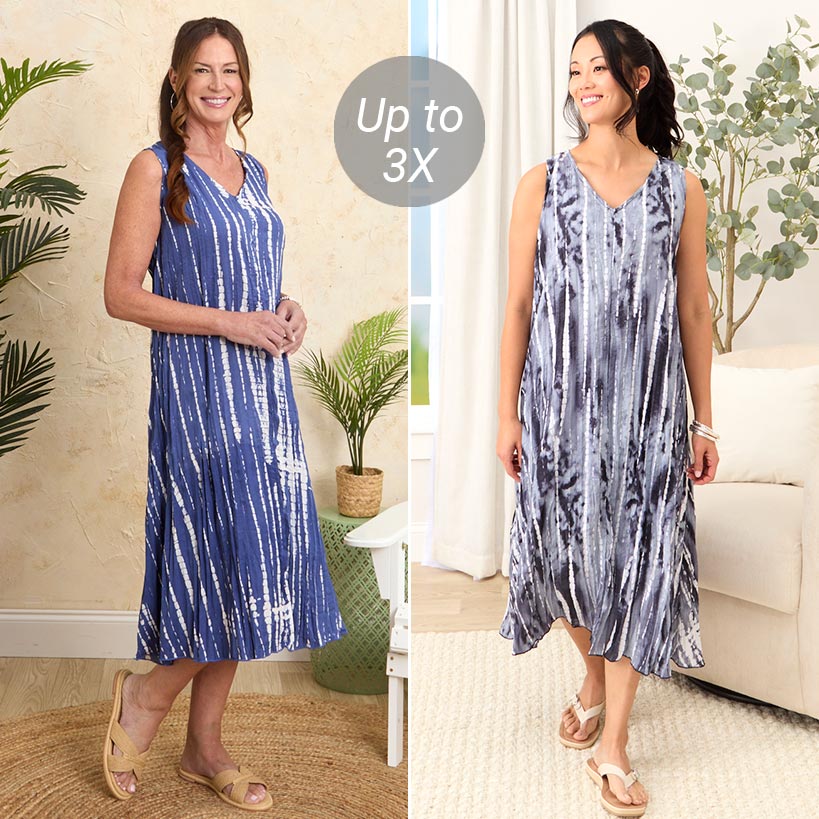 Women's Tie-Dye V-Neck Midi Dress