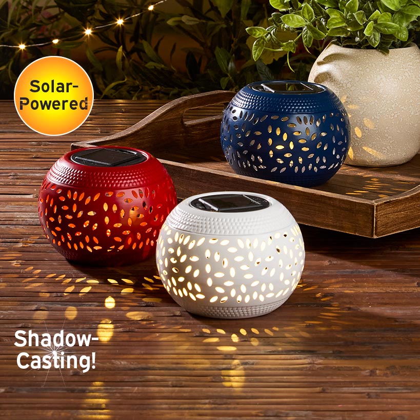 Solar Cutout Shadow Cast Round Table Lanterns