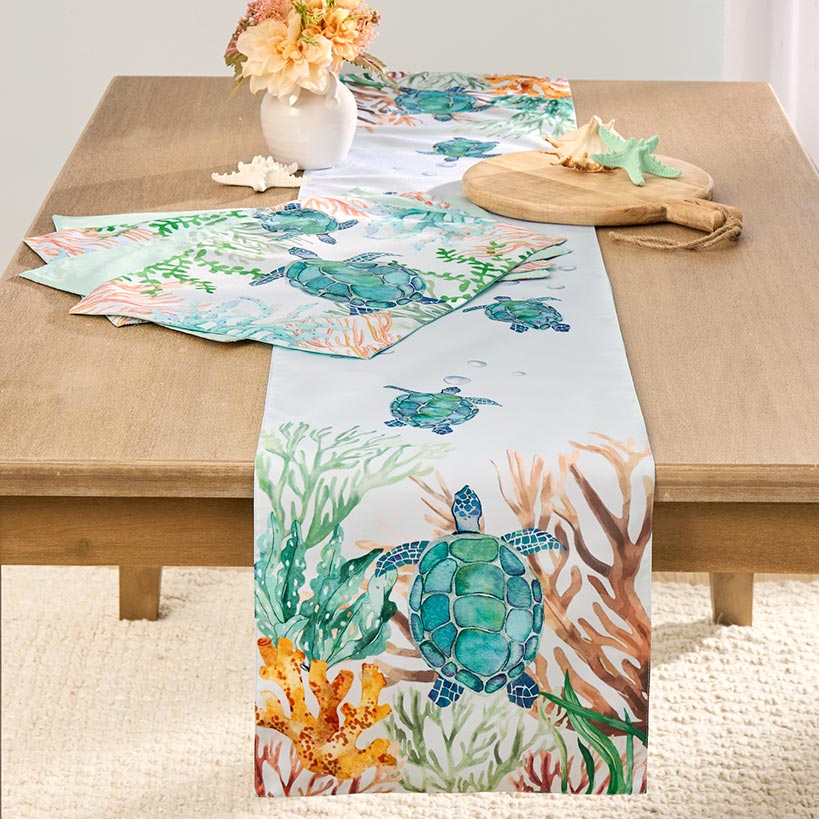 Coastal Sea Turtle Set of 4 Placemats or Runner