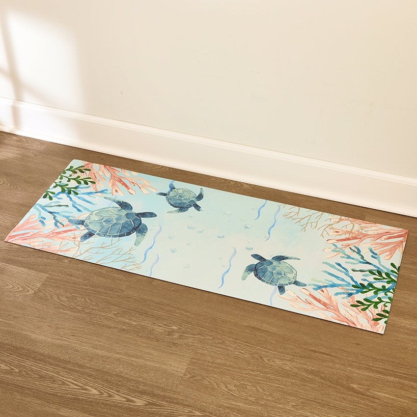 Coastal Sea Turtles Kitchen Comfort Runner Rug