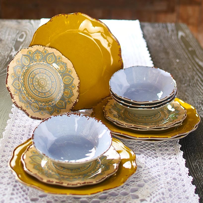 Mandala Melamine 12-Pc. Dinnerware Set