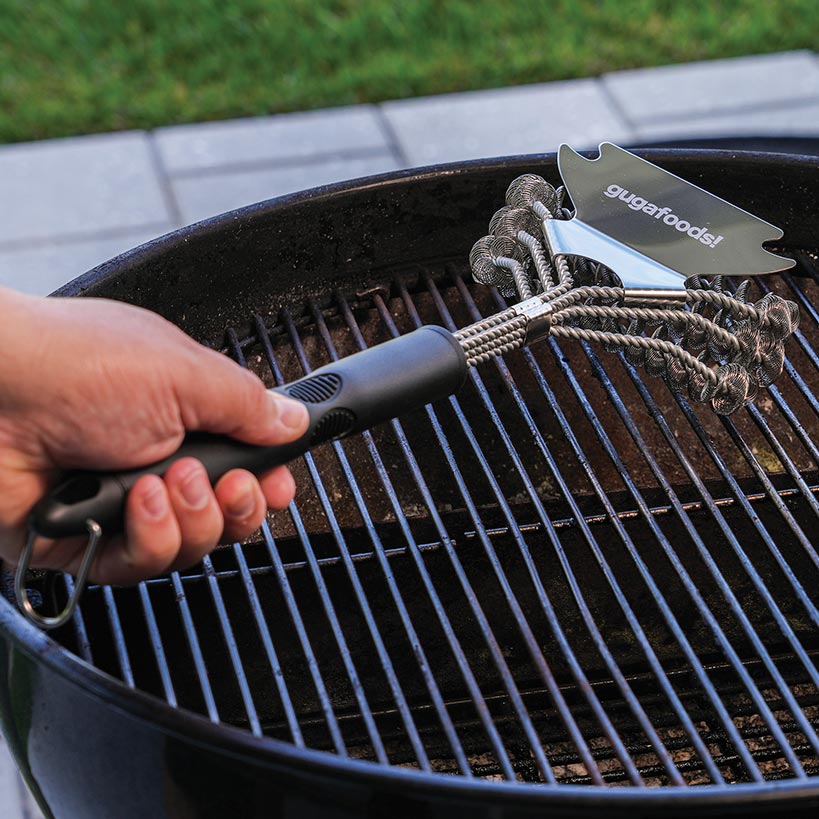 Guga Foods Grill Brush And Scraper Durable Stainless Steel Bristles
