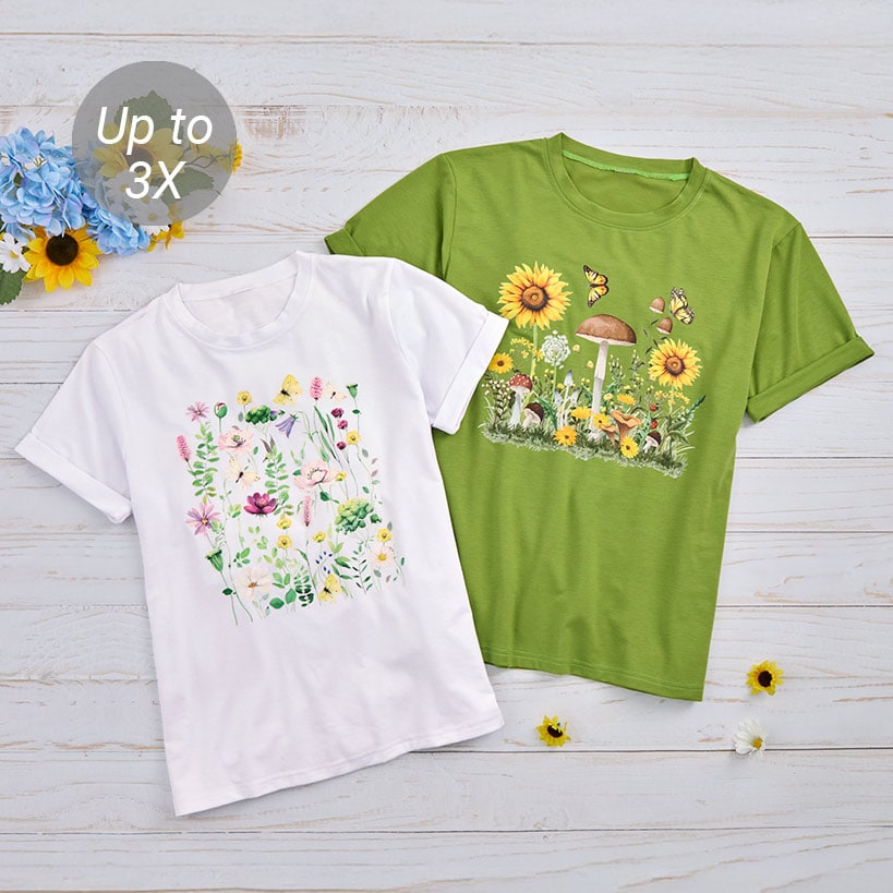 Women's Colorful Floral Short Sleeve Graphic T-Shirt