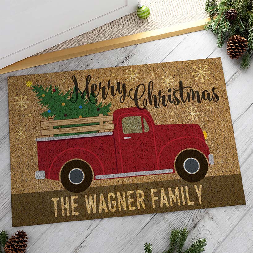 Personalized Christmas Truck Doormat