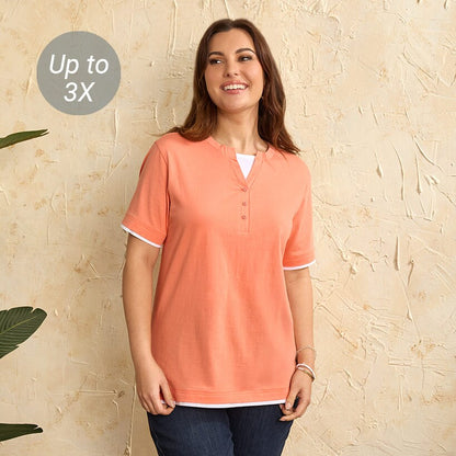 Women's Short Sleeve Knit Top Coral