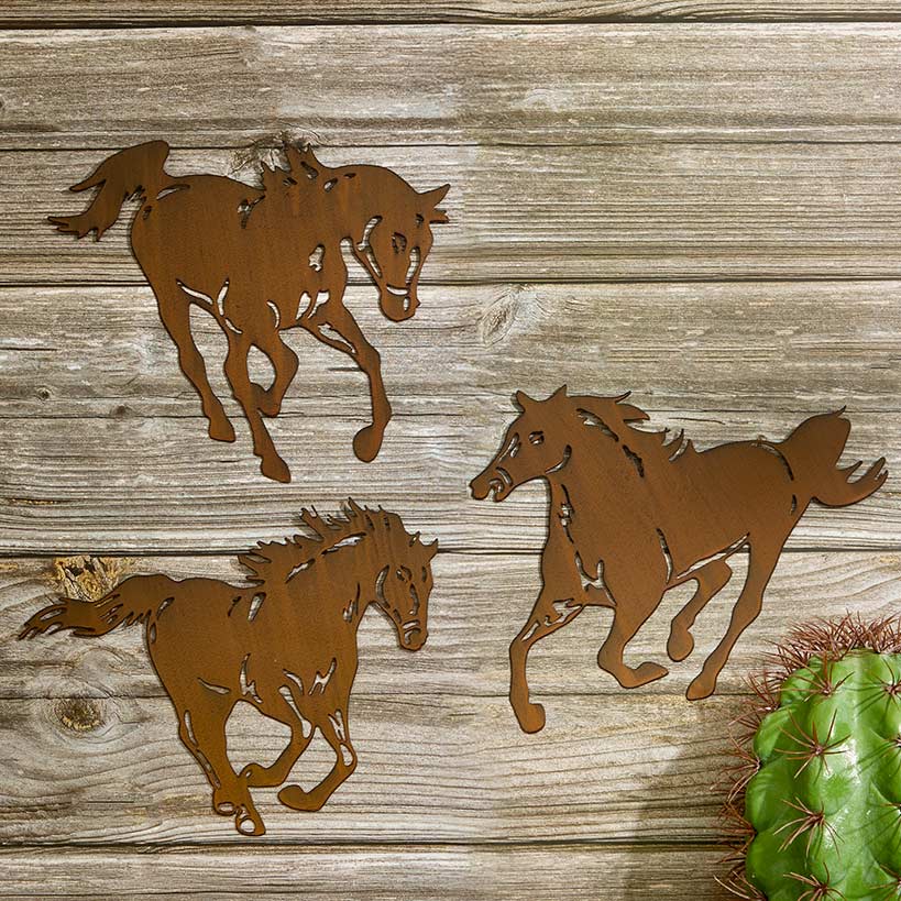 Horse Wall Art Metal Trio