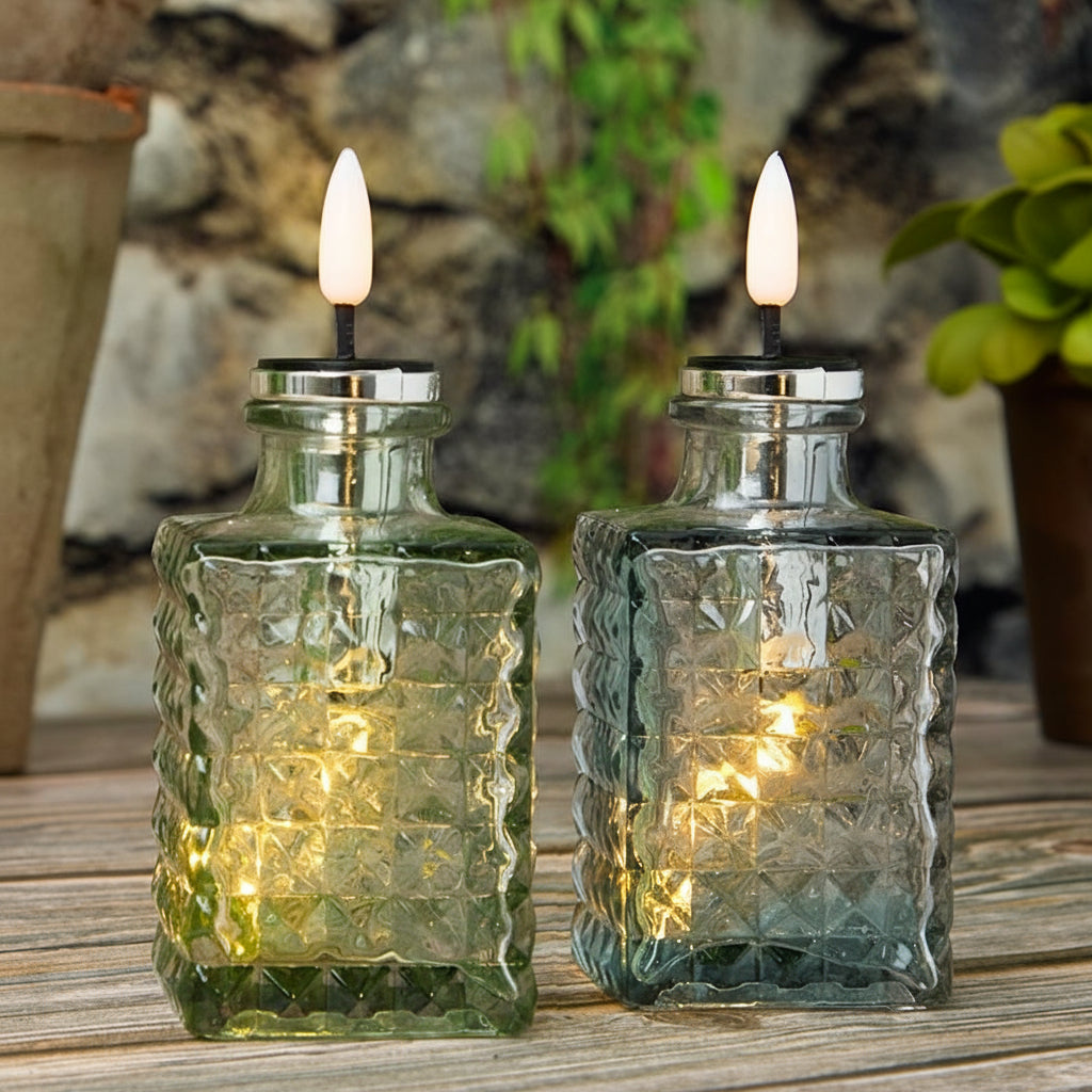 Solar LED Bitters Glass Aux Candle Light