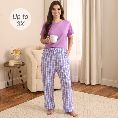 Women's Short Sleeve And Bottoms 2 Piece Pajama Set