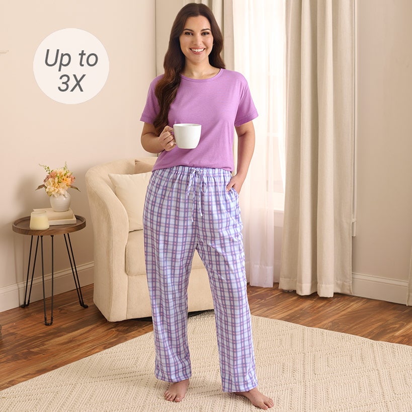 Women's Short Sleeve And Bottoms 2 Piece Pajama Set