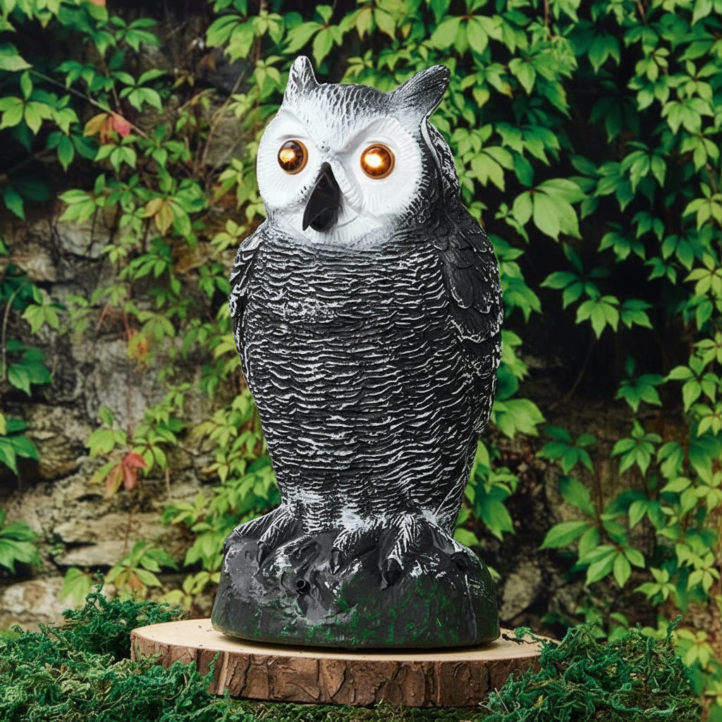 Owl Statue Decoy Battery Operated 10.5" H