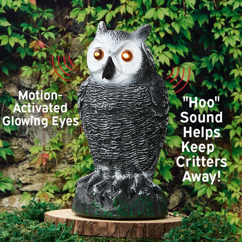 Owl Statue Decoy Battery Operated 10.5" H