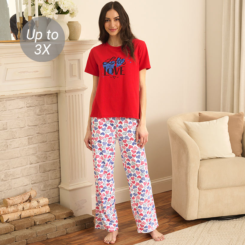 Women's Short Sleeve & Bottoms 2 Piece Pajama Set