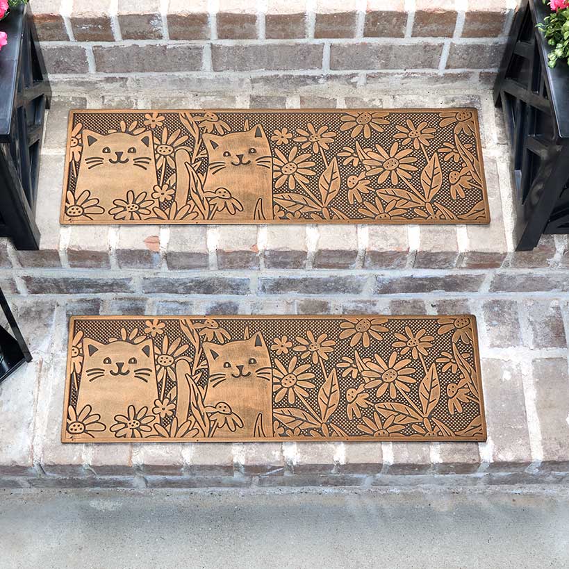 Rubber Stair Treads Set of 2, Garden Kitten