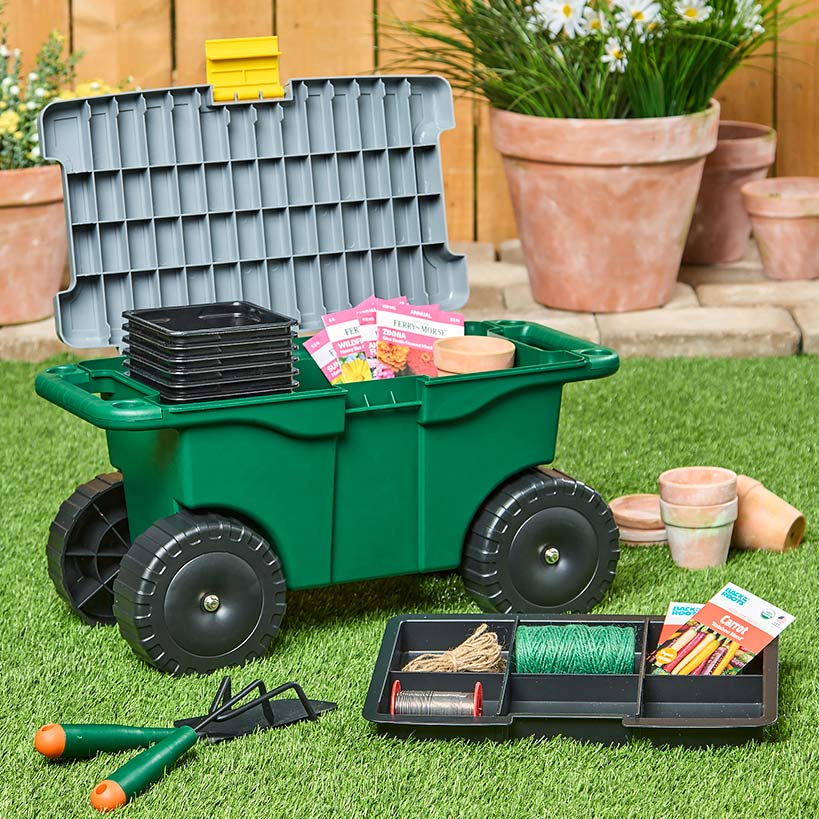 Mobile Garden Cart with Tool Storage and Tray