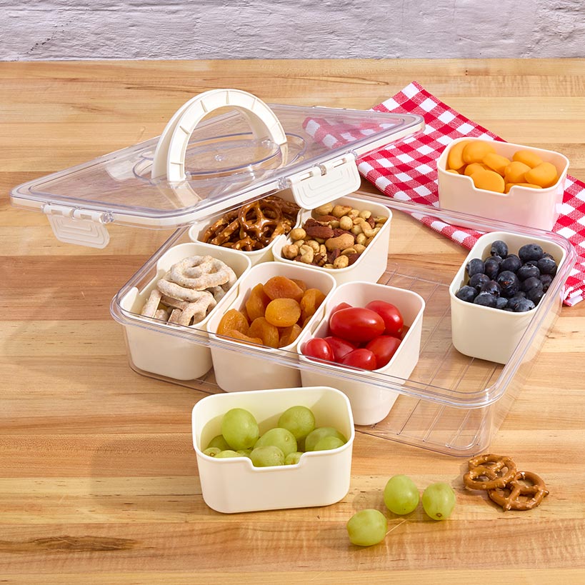 Snackle Box Divided Serving Tray with Lid
