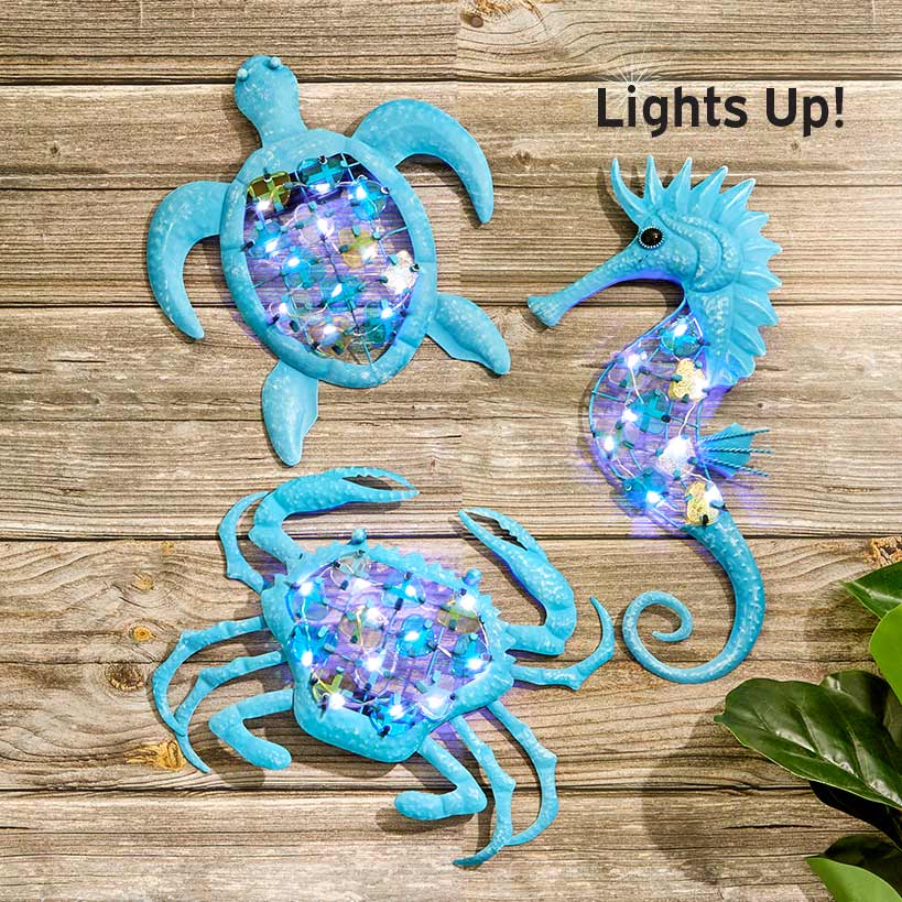 Lighted Outdoor Coastal Metal Wall Decor