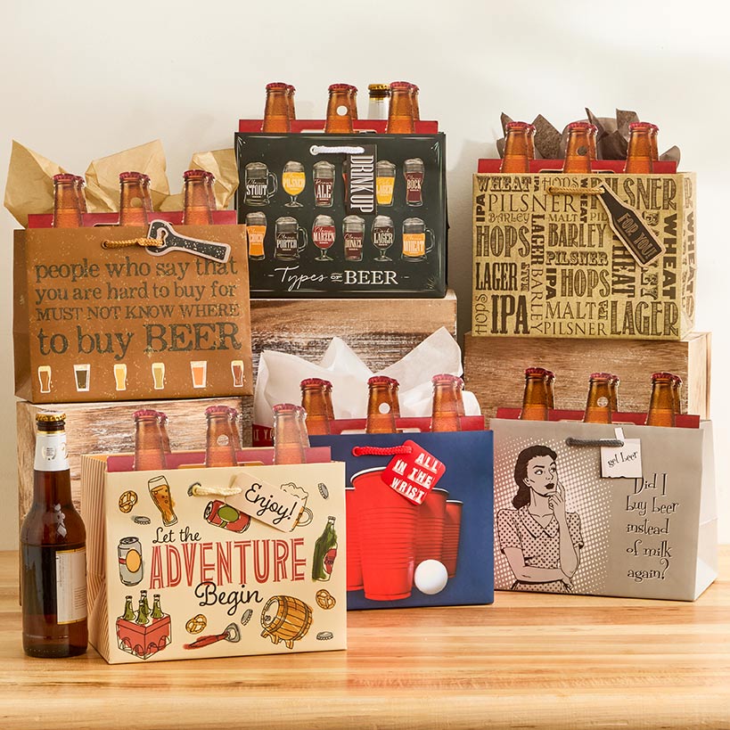 Beer Bottle Gift Bag Set - 3-Pk.
