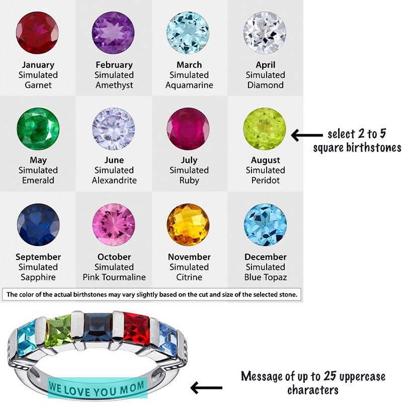 Personalized Birthstone Ring 2 to 5 Stones