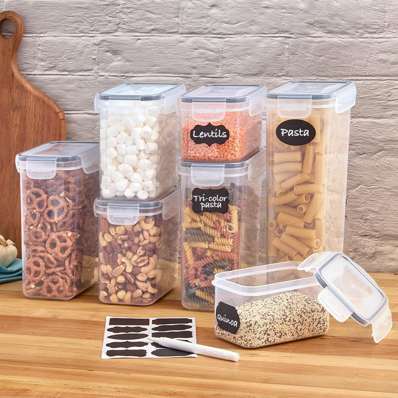 Pantry Food Storage Containers with Labels – Set of 7 | LTD Commodities