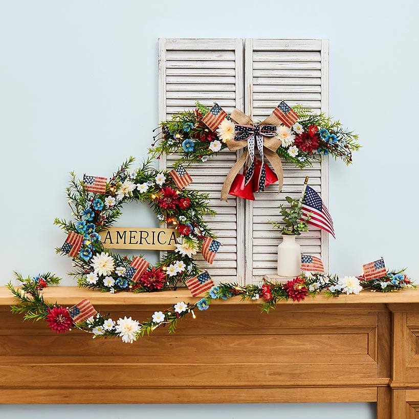 Americana Floral Swag Garland Collection