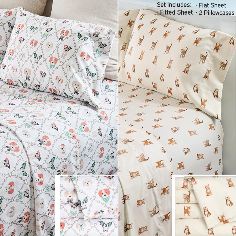 Ultra-Soft Microfiber Sheet Set Cats and Dogs