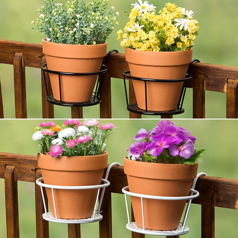 Railing Flower Pot Holders for Balcony or Deck 2 Pk
