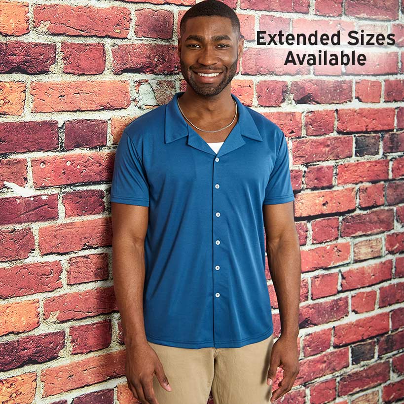 Men's Navy Button Down Short Sleeve Shirt