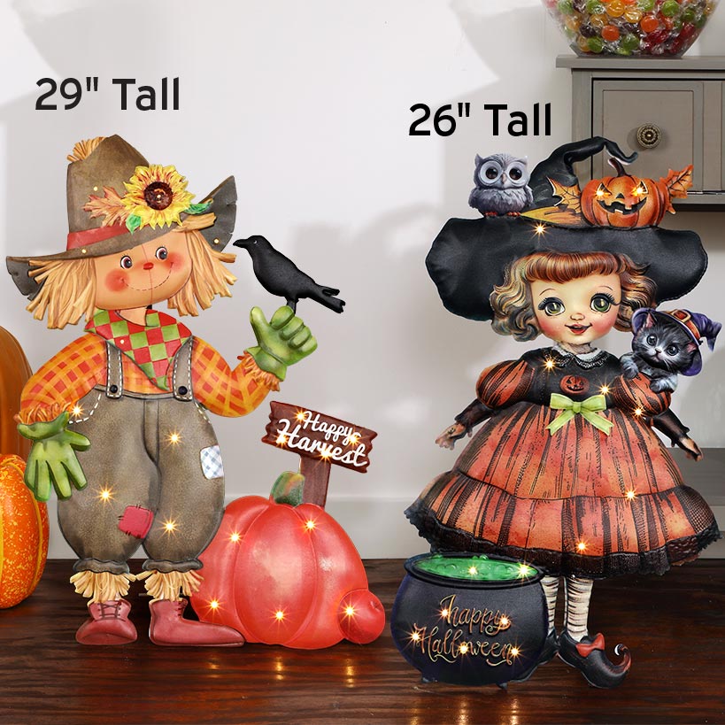 Halloween Lighted Standing Witch or Scarecrow Greeter