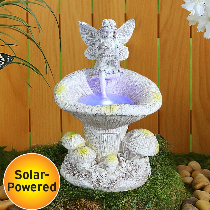 Solar Fairy Statue for Garden with Mushroom