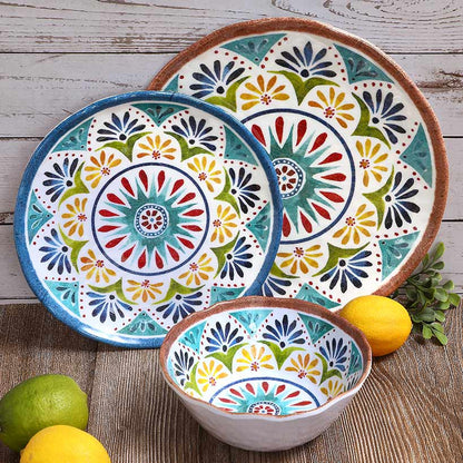 Italian Tuscan Colorful Melamine Dinnerware Set Service for 4
