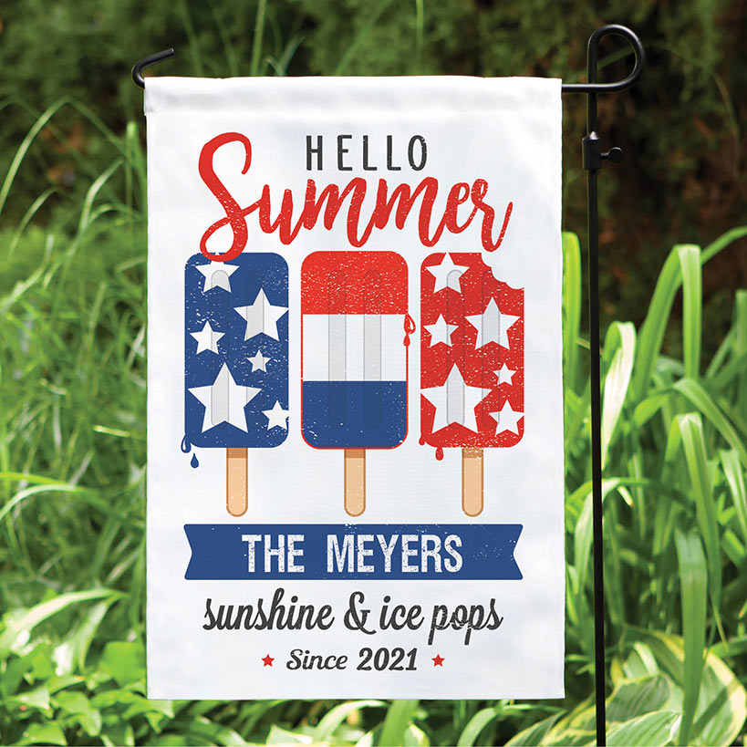 Personalized Hello Summer Garden Flag