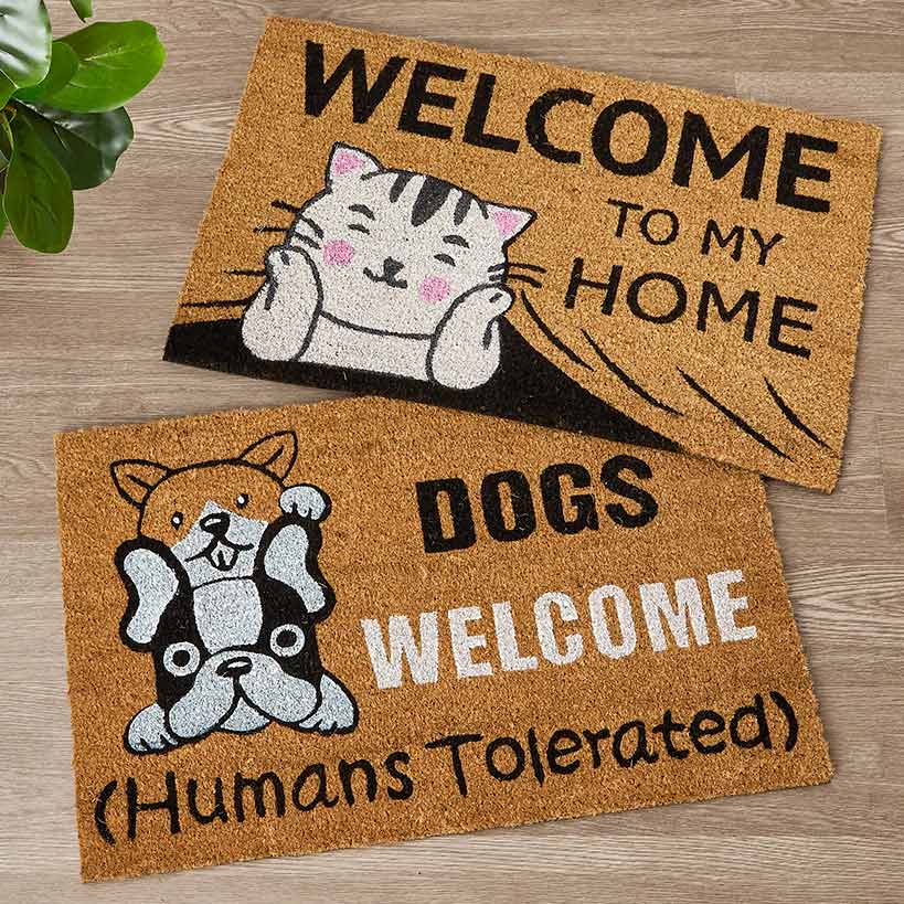 Funny Cat or Dog Coir Doormat 18" x 28"