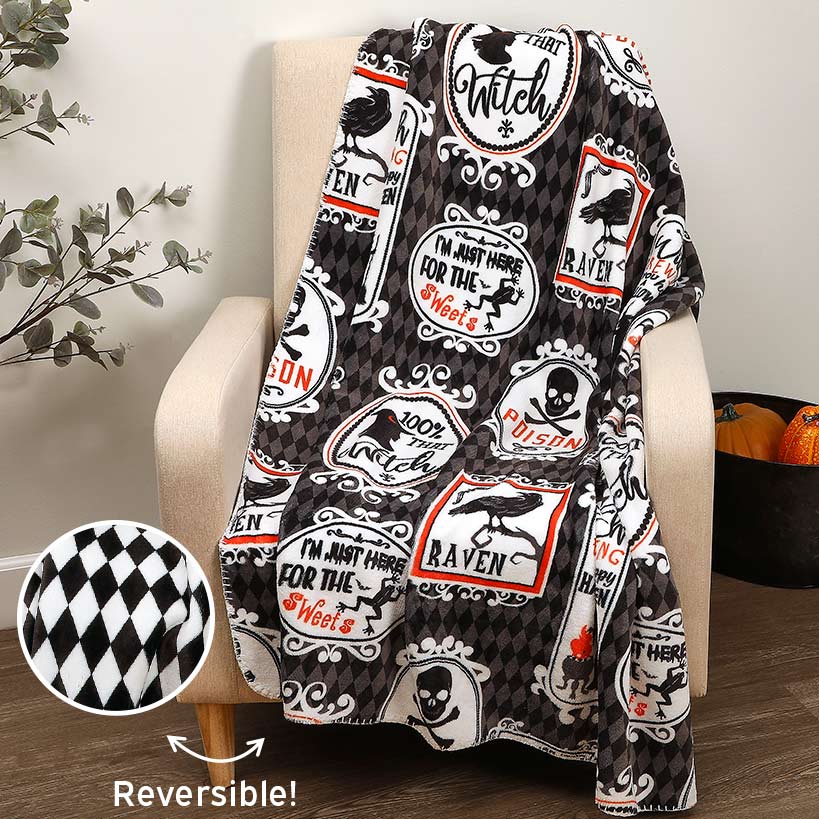 Haunted Walls Reversible Heavyweight Cozy Polyester Flannel Throw Blanket