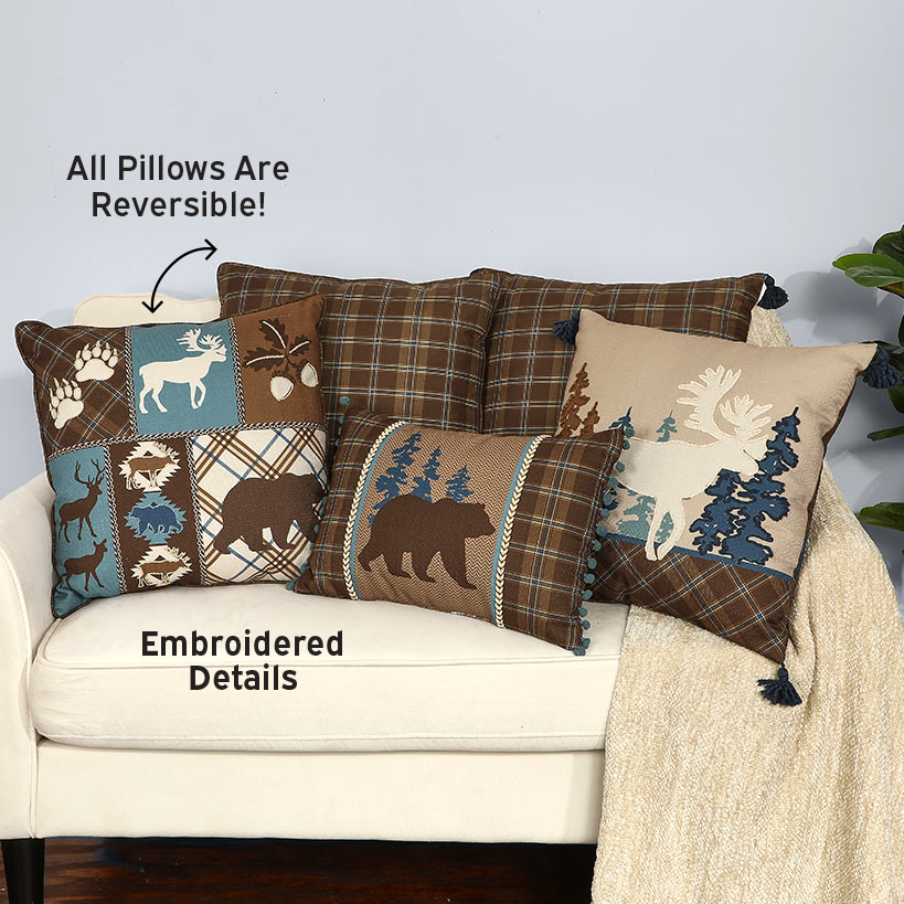 Lodge Embroidered Decorative Pillow