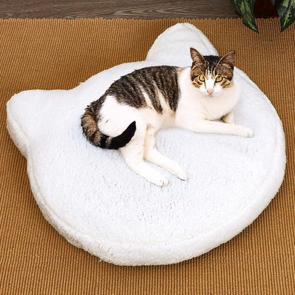 Cat Head Shaped Sherpa Bed Warm Cozy Portable Washable Non Slip Bottom