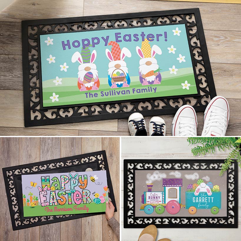 Personalized Easter Doormats with Rubber Frame