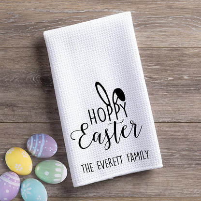 Personalized Hoppy Easter Tea Towel