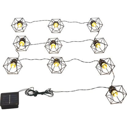 Solar Cafe Lights with Metal Cage Covers 10-LED String