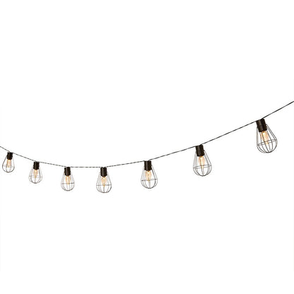 Solar Cafe Lights with Metal Cage Covers 10-LED String
