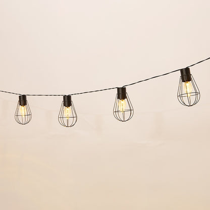 Solar Cafe Lights with Metal Cage Covers 10-LED String