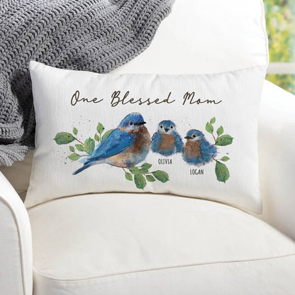 Personalized One Blessed Mom Lumbar Pillow