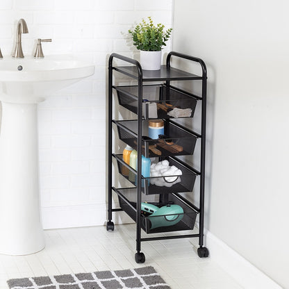 Mesh Rolling Storage Cart 4-Drawer