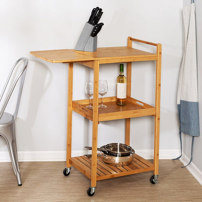Kitchen Cart with Drop-Leaf Bamboo