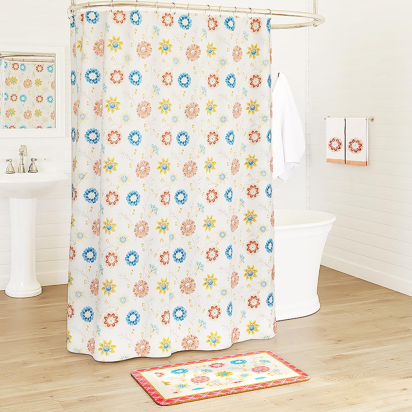 Shana Spring Floral Shower Curtain with Buttonholes