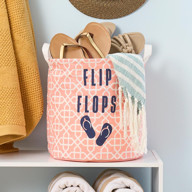 Summer Fun Pink Lattice Storage Tote - For Flip Flops