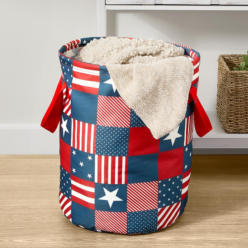 United States of Plaid American Flag Laundry Hamper