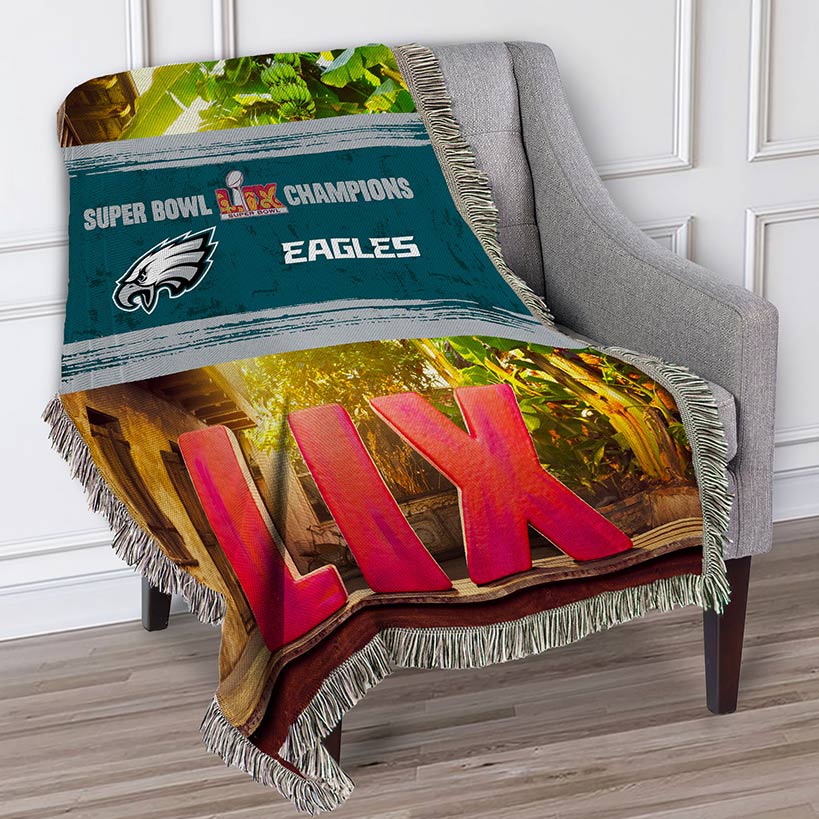 Philadelphia Eagles NFL 2025 Super Bowl LIX Woven Tapestry Blanket